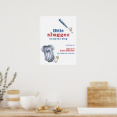 Little Slugger Baseball Shirt Baby Shower Welcome ポスター (キッチン)