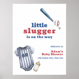 Little Slugger Baseball Shirt Baby Shower Welcome ポスター