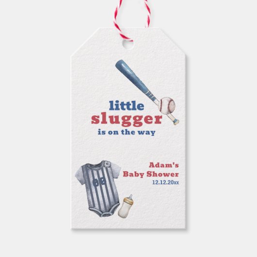 Little Slugger Baseball Shirt Bottle Baby Shower  ギフトタグ (正面)