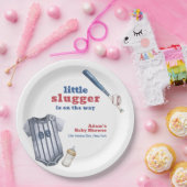Little Slugger Baseball Shirt Bottle Baby Shower  ペーパープレート (パーティー)