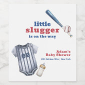Little Slugger Baseball Shirt Bottle Baby Shower ワインラベル (シングルラベル)