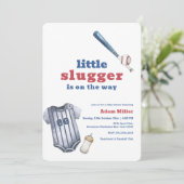 Little Slugger Baseball Shirt Bottle Baby Shower 招待状 (スタンド正面)