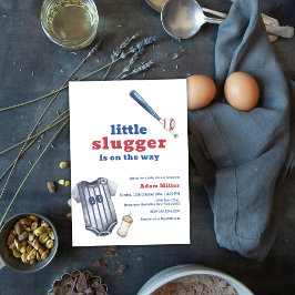 Little Slugger Baseball Shirt Bottle Baby Shower 招待状