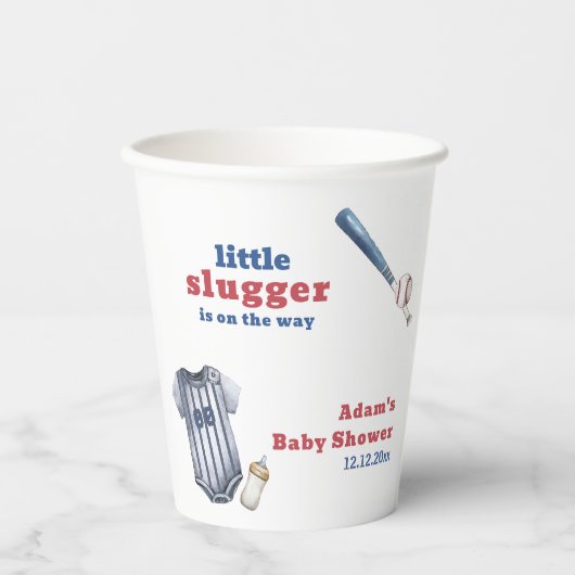 Little Slugger Baseball Shirt Bottle Baby Shower  紙コップ (正面)