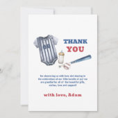 Little Slugger Baseball Shirt Boy Baby Shower  サンキューカード (正面)