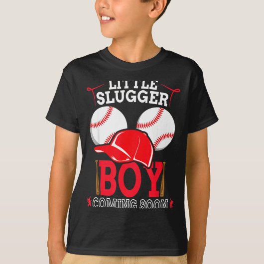 Little Slugger Boy Coming Soon Baby Announcement B Tシャツ (正面)