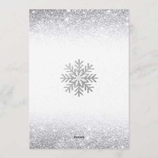 Little Snow Flake Blue Silver Glittery Baby Shower 招待状 (裏面)
