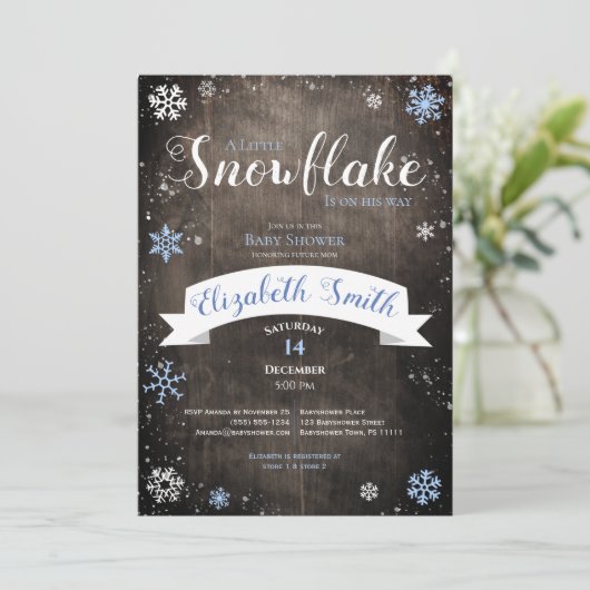 Little snowflake baby boy babyshower 招待状 (スタンド正面)