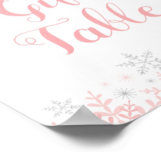 Little Snowflake Baby Shower Gift Table Sign ポスター (角)