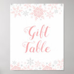 Little Snowflake Baby Shower Gift Table Sign ポスター<br><div class="desc">This design feature delicate snowflakes in pink and silver glitter. Additional colors as well as the collection of coordinating products is available in our shop, zazzle.com/store/doodlelulu. Contact us if you need this design applied to a specific product to create your own unique matching item! Thank you so much for viewing...</div>