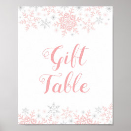 Little Snowflake Baby Shower Gift Table Sign ポスター