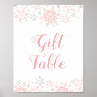 Little Snowflake Baby Shower Gift Table Sign ポスター
