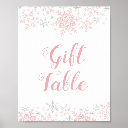 Little Snowflake Baby Shower Gift Table Sign ポスター (正面)