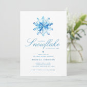 Little Snowflake Blue Boy Baby Shower 招待状 (スタンド正面)