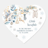 Little Snowflake Clothesline Baby Shower  ハートシール (正面)