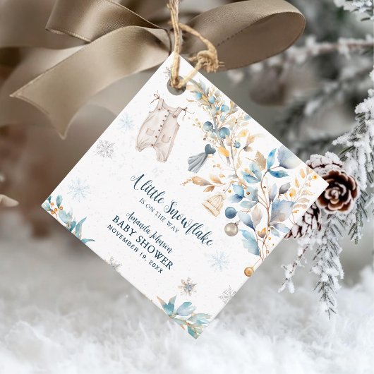 Little Snowflake Clothesline Winter Blue Thank You フェイバータグ