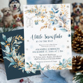 Little Snowflake Gold Winter Baby Shower   招待状