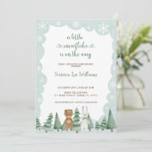 Little snowflake is on the way Winter Baby Shower 招待状 (スタンド正面)