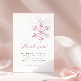 Little Snowflake Minimal Girl Baby Shower サンキューカード