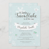 Little snowflake on the way babyshower invitation 招待状 (正面/裏面)