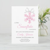 Little Snowflake Pink Girl Baby Shower 招待状 (スタンド正面)