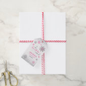 Little Snowflake Pink Silver Glittery Baby Shower  ギフトタグ (より糸付き)