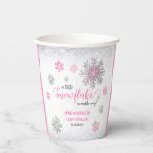 Little Snowflake Pink Silver Glittery Baby Shower  紙コップ (裏面)
