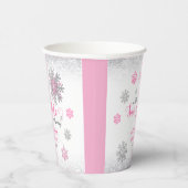 Little Snowflake Pink Silver Glittery Baby Shower  紙コップ (右)