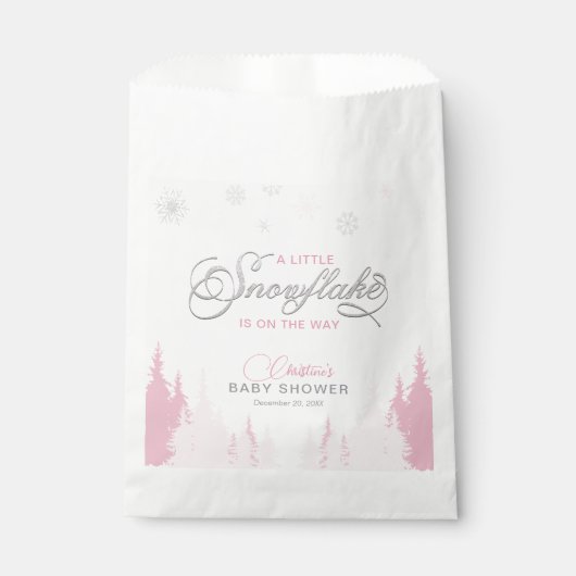 Little Snowflake Winter Baby Shower フェイバーバッグ (正面)
