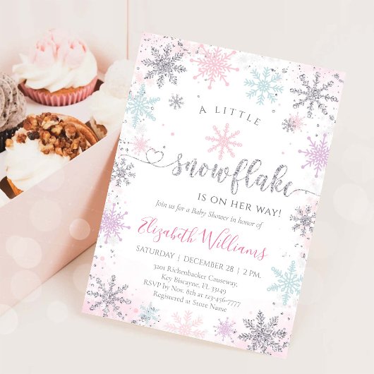 Little Snowflake Winter Baby Shower Invitation 招待状