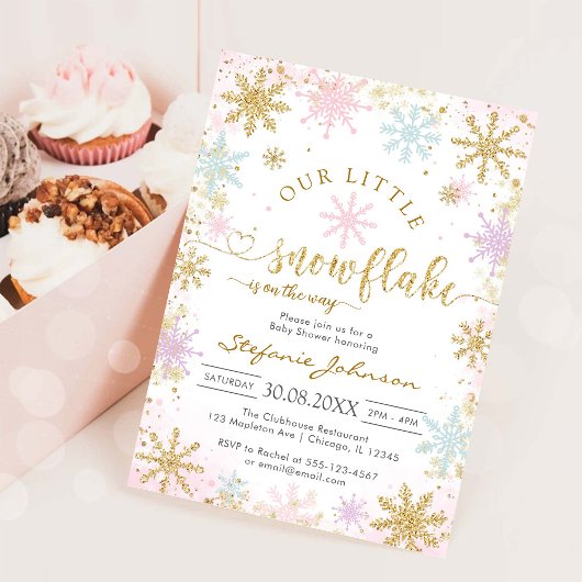 Little Snowflake Winter Baby Shower Invitation 招待状