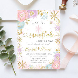 Little Snowflake Winter Baby Shower Invitation 招待状