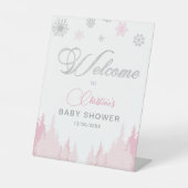 Little Snowflake Winter Baby Shower Welcome Sign 台座サイン (正面)
