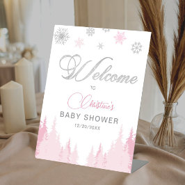 Little Snowflake Winter Baby Shower Welcome Sign 台座サイン
