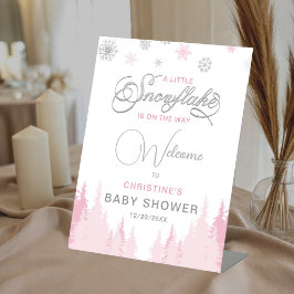 Little Snowflake Winter Baby Shower Welcome Sign 台座サイン