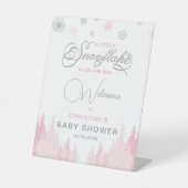 Little Snowflake Winter Baby Shower Welcome Sign 台座サイン (正面)