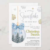 Little Snowflake Winter Wonderland Baby Boy Shower 招待状 (正面/裏面)