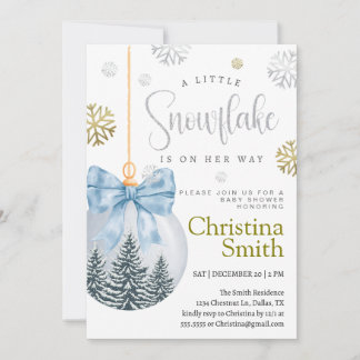 Little Snowflake Winter Wonderland Baby Boy Shower 招待状