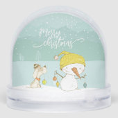Little snowman and dog in christmas winter scene (裏面)