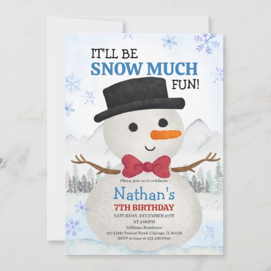 Little Snowman Birthday 招待状 (正面)