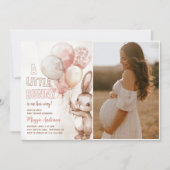 Little Some Bunny Balloon Baby Girl Shower写真 招待状 (正面)