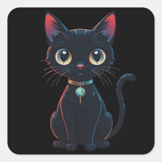 Little Spooky Black Cat スクエアシール (正面)