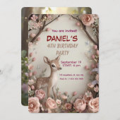 Little Spotted Deer Woodland Birthday Invitation – 招待状 (正面/裏面)