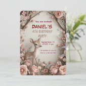 Little Spotted Deer Woodland Birthday Invitation – 招待状 (スタンド正面)