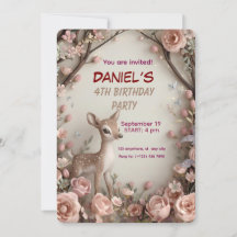 Little Spotted Deer Woodland Birthday Invitation –
