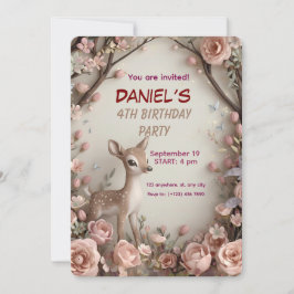 Little Spotted Deer Woodland Birthday Invitation – 招待状