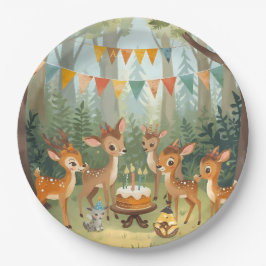 Little Spotted Deer Woodland Birthday Party Paper  ペーパープレート