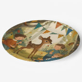 Little Spotted Deer Woodland Birthday Party Paper  ペーパープレート (アングル)