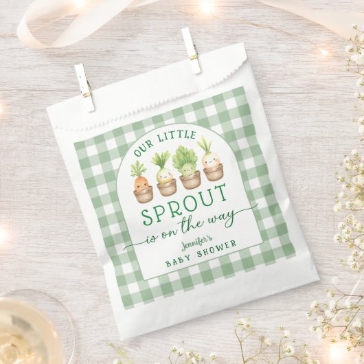 Little Sprout Baby Shower フェイバーバッグ (クリップ留めされた状態)