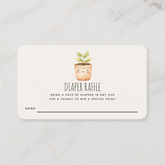 Little Sprout Baby Shower Diaper Raffle Ticket エンクロージャーカード (正面)